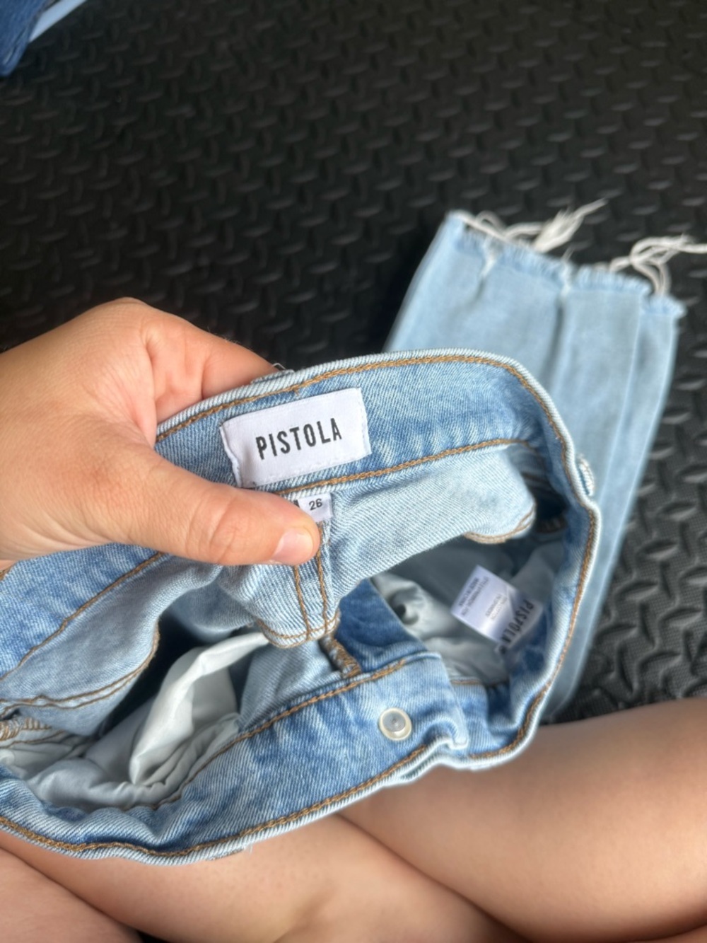 pistola Light Blue High-Rise Cropped Distressed Jeans - Picture 2 of 4